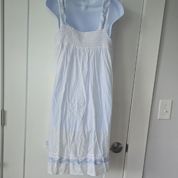 Blue and White Smocked Ruffled Sundress with Cap Sleeves - Picture 5 of 5